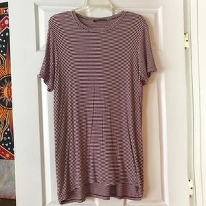 Brandy Melville Maroon White Stripes T Shirt Dress